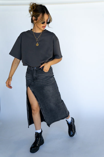 Raw Edge Maxi Skirt
