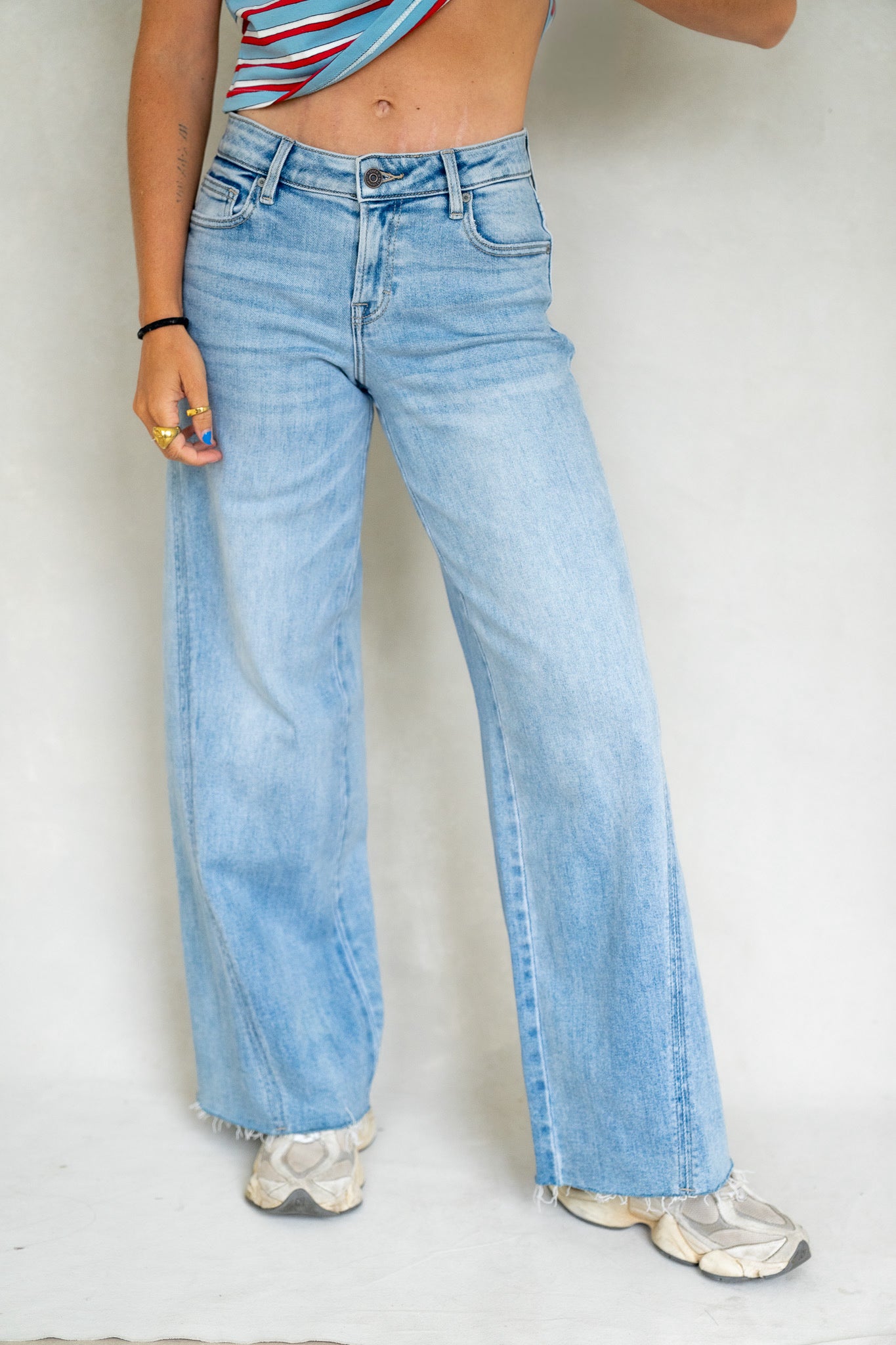 Mid Rise Seamed Denim