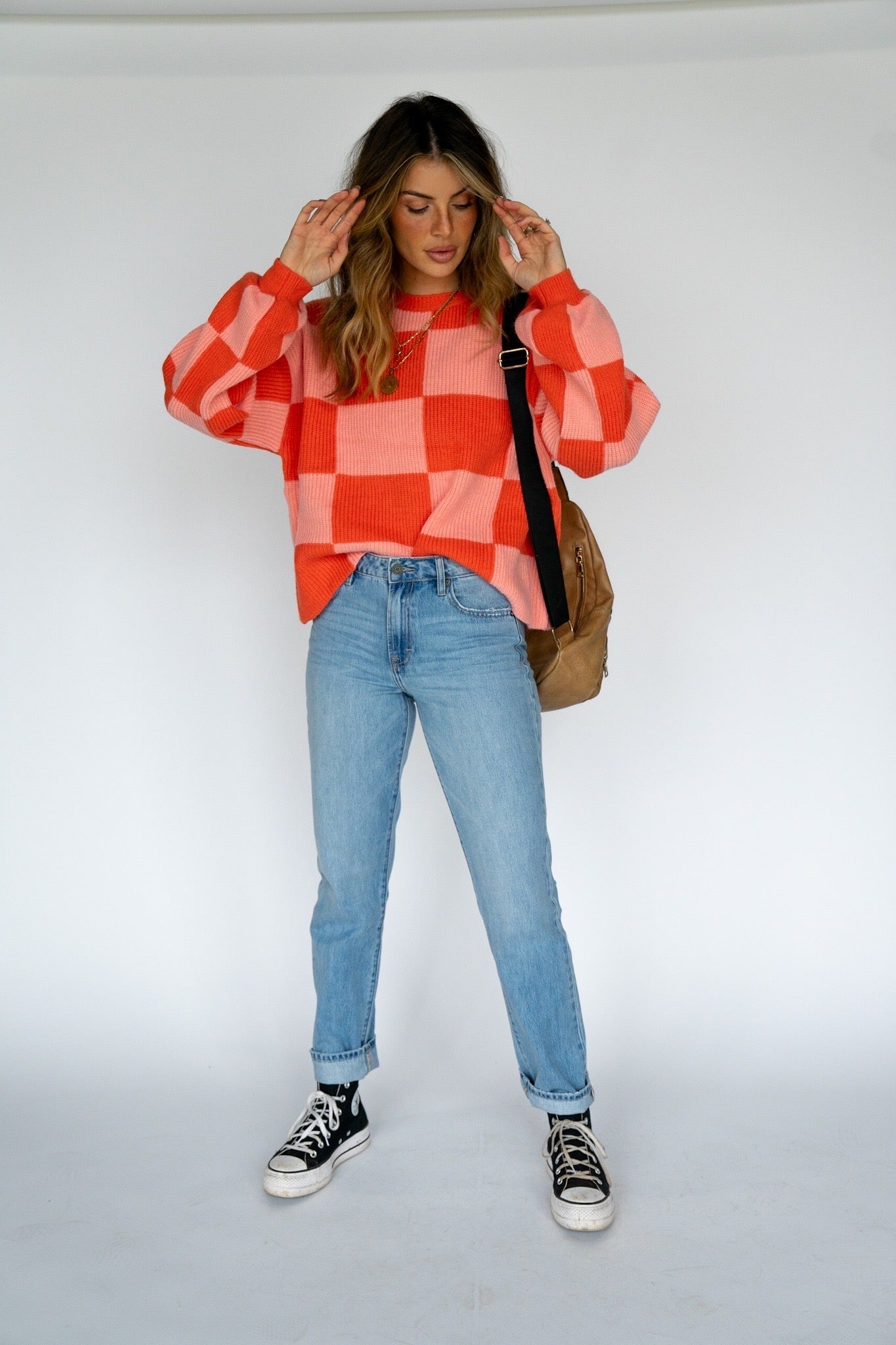 Checkered Knit Sweater (Multiple Colors)