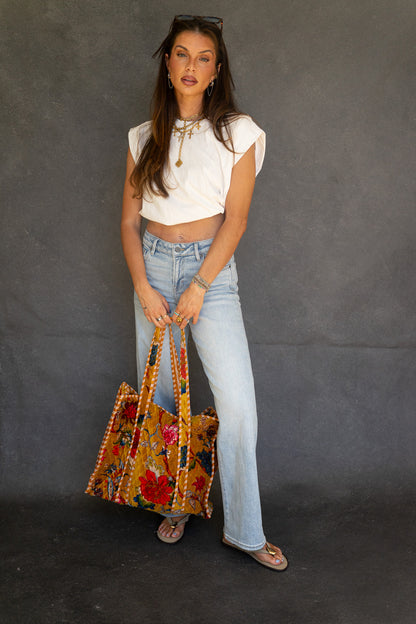Floral Quilted Tote