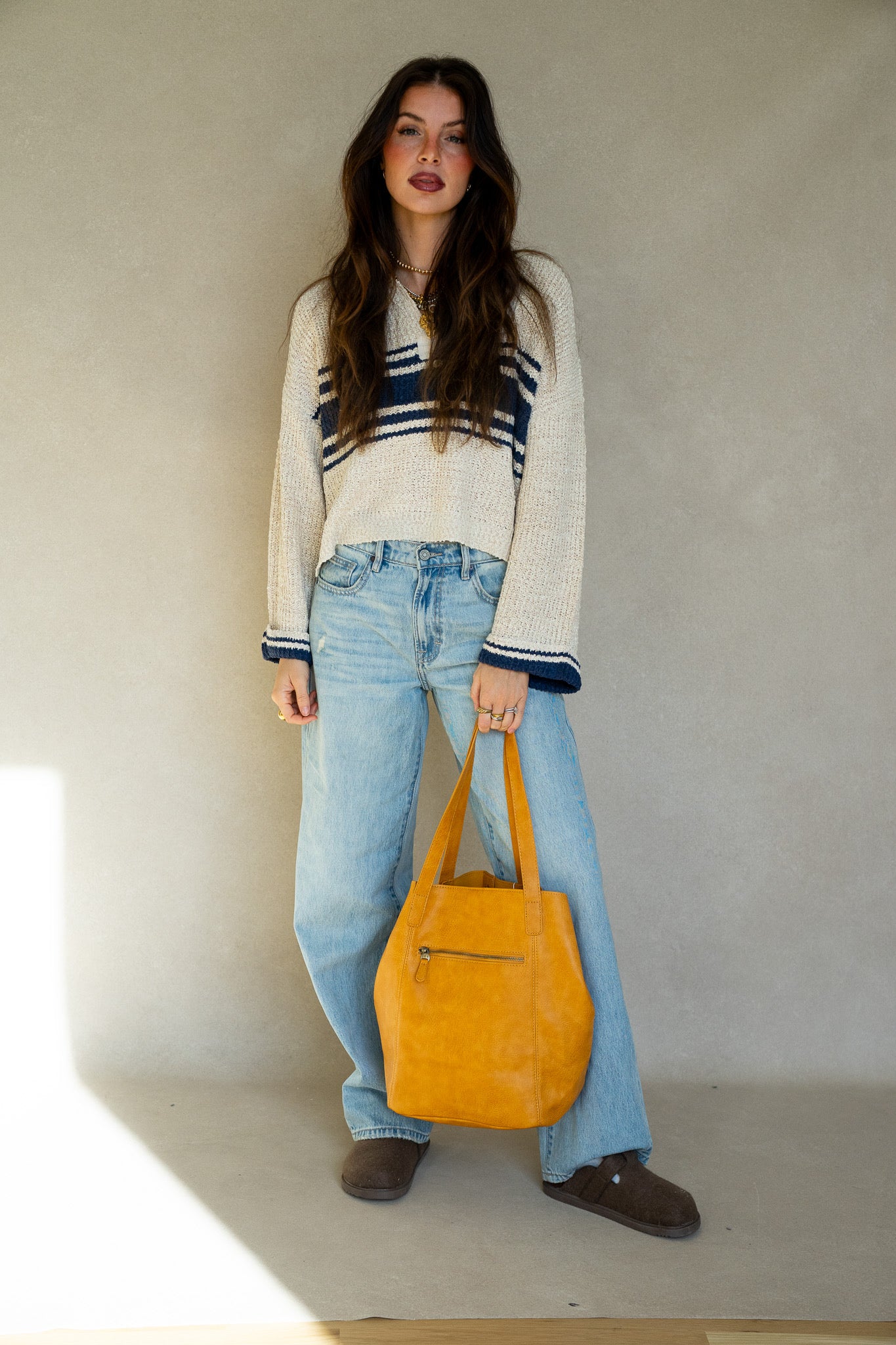 Navy Stripe Patch Sweater