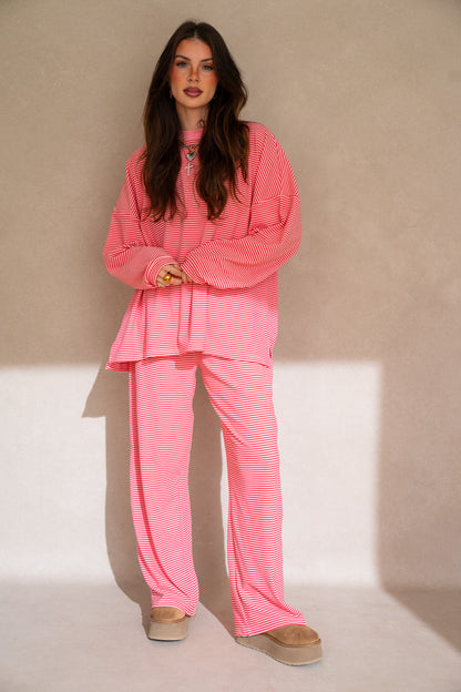 Katy Striped Top: Pink/Red