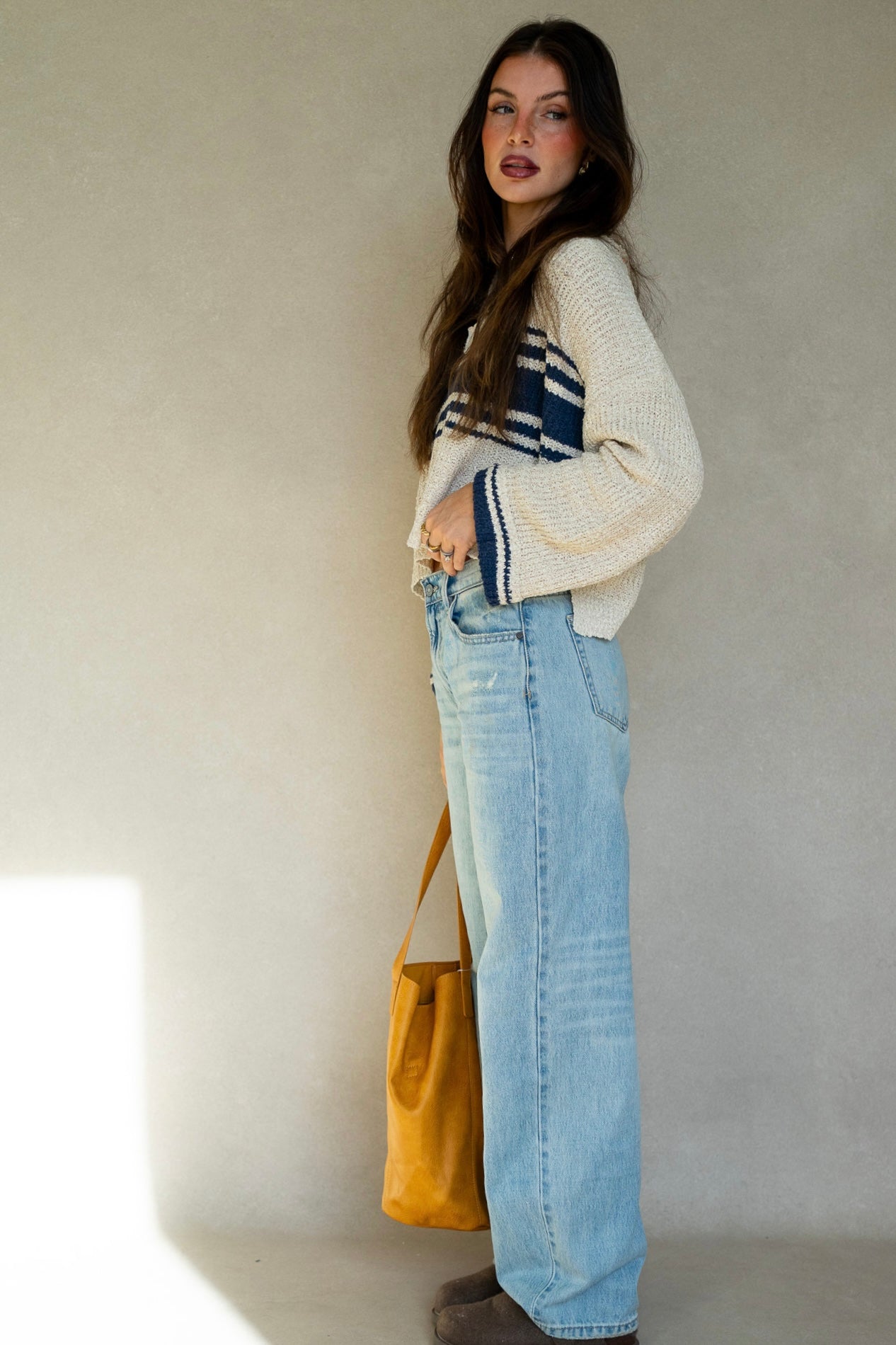 Navy Stripe Patch Sweater