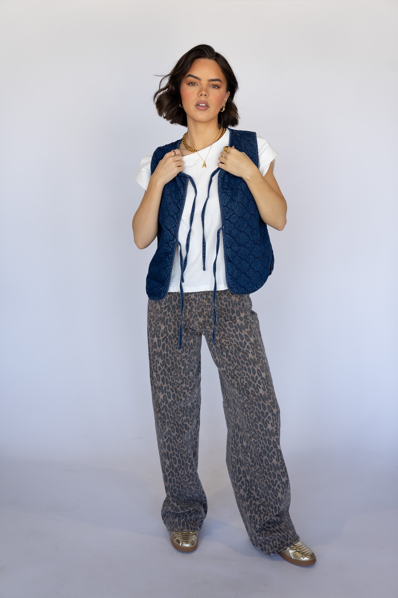 Quilted Denim Vest