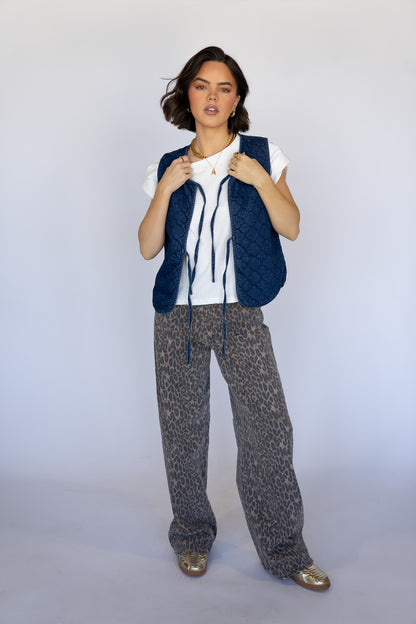 Quilted Denim Vest