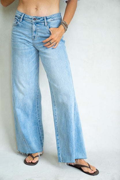 Mid Rise Seamed Denim