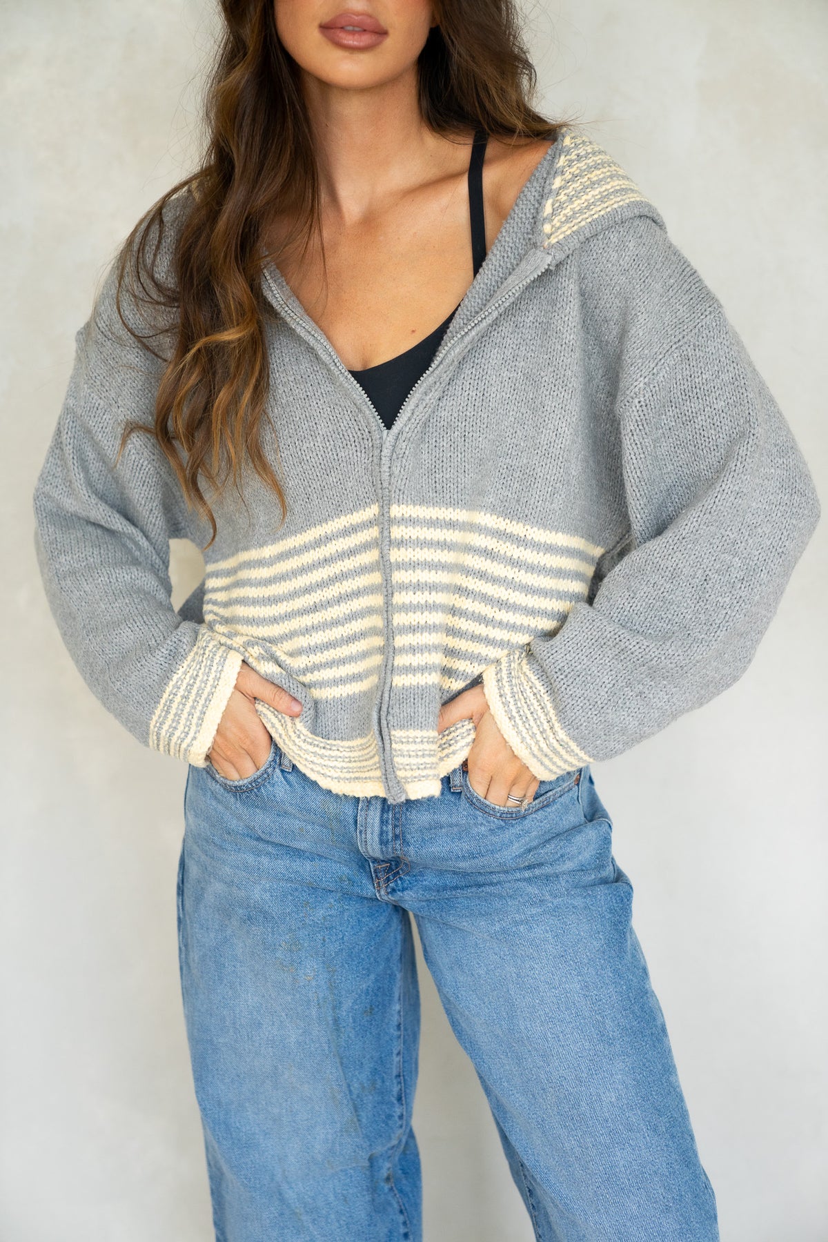 Effortless Striped Zip Up
