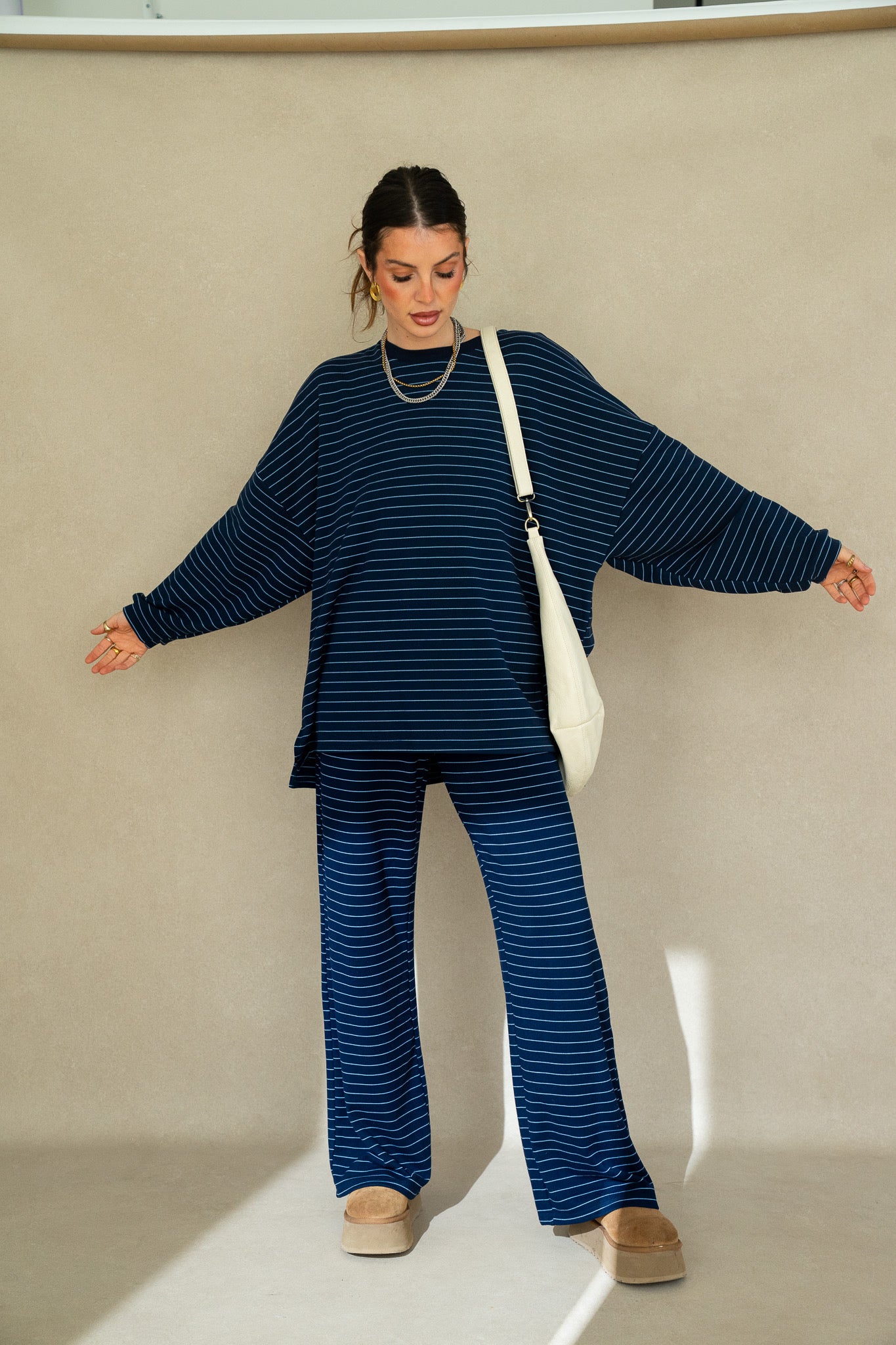 Katy Striped Pants - Navy/Blue