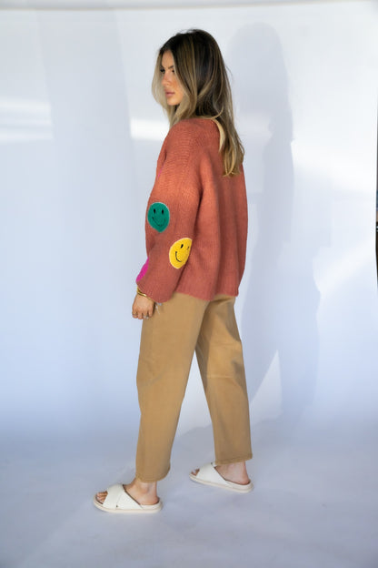Smiley Patched Cardigan