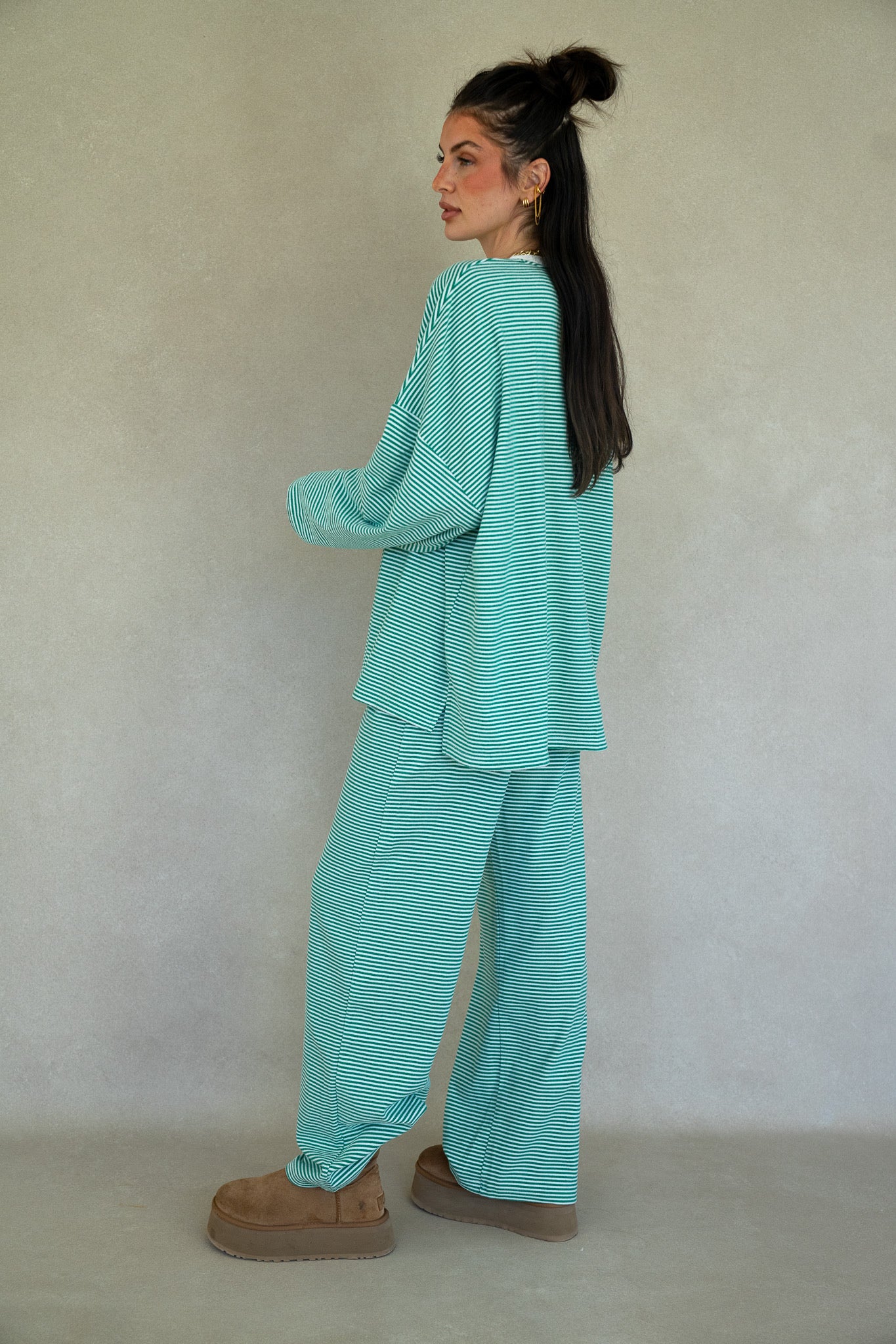 Katy Striped Pants - Green/White