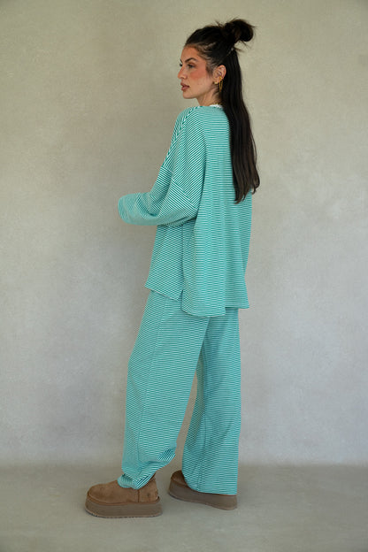 Katy Striped Pants - Green/White