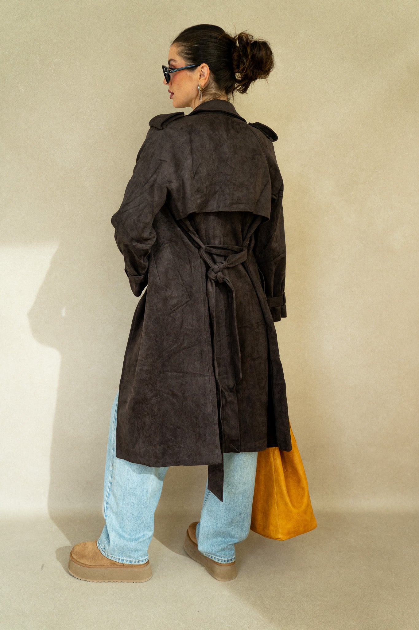Dark Chocolate Suede Trench