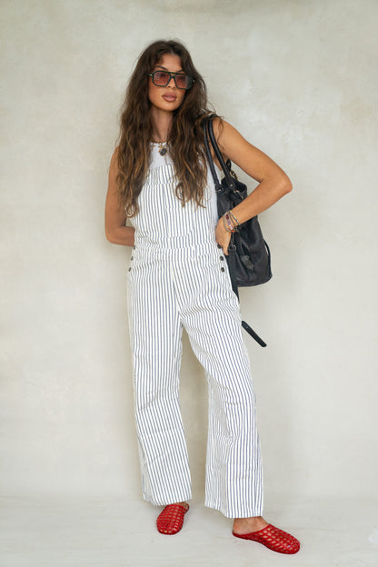 Striped Barrel Overalls