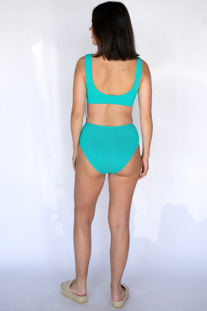 Teal Crinkle Bikini Set