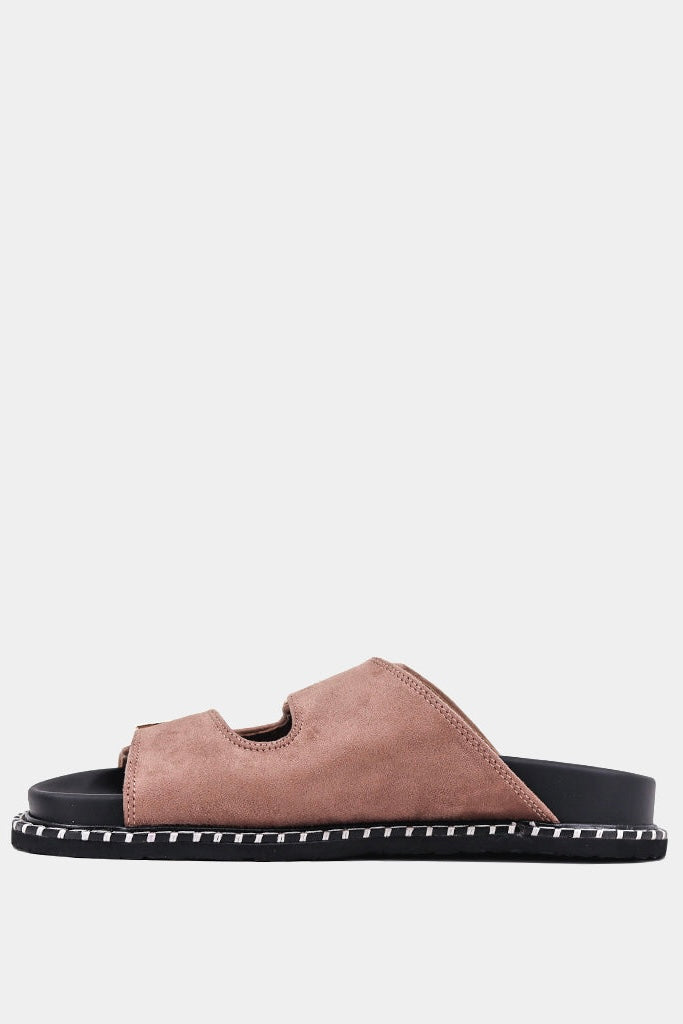 Charlotte Suede Sandal (Taupe)
