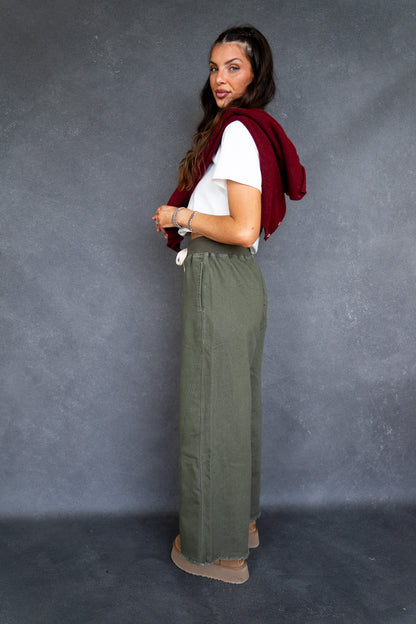 Olive Wide Leg Pants