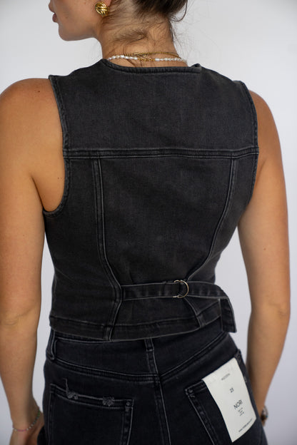 Charcoal Staple Denim Vest