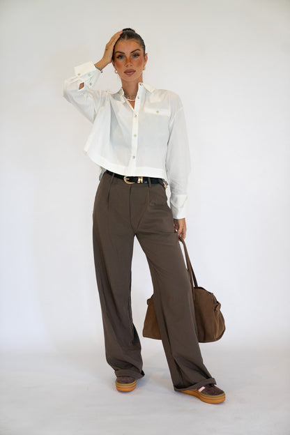 Classic Pleated Wide-leg Trouser Pants