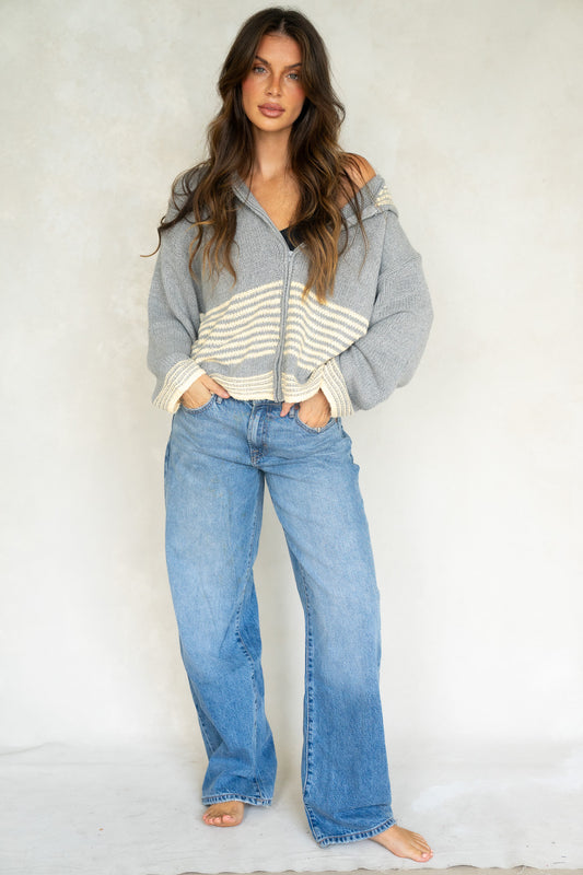 Effortless Striped Zip Up