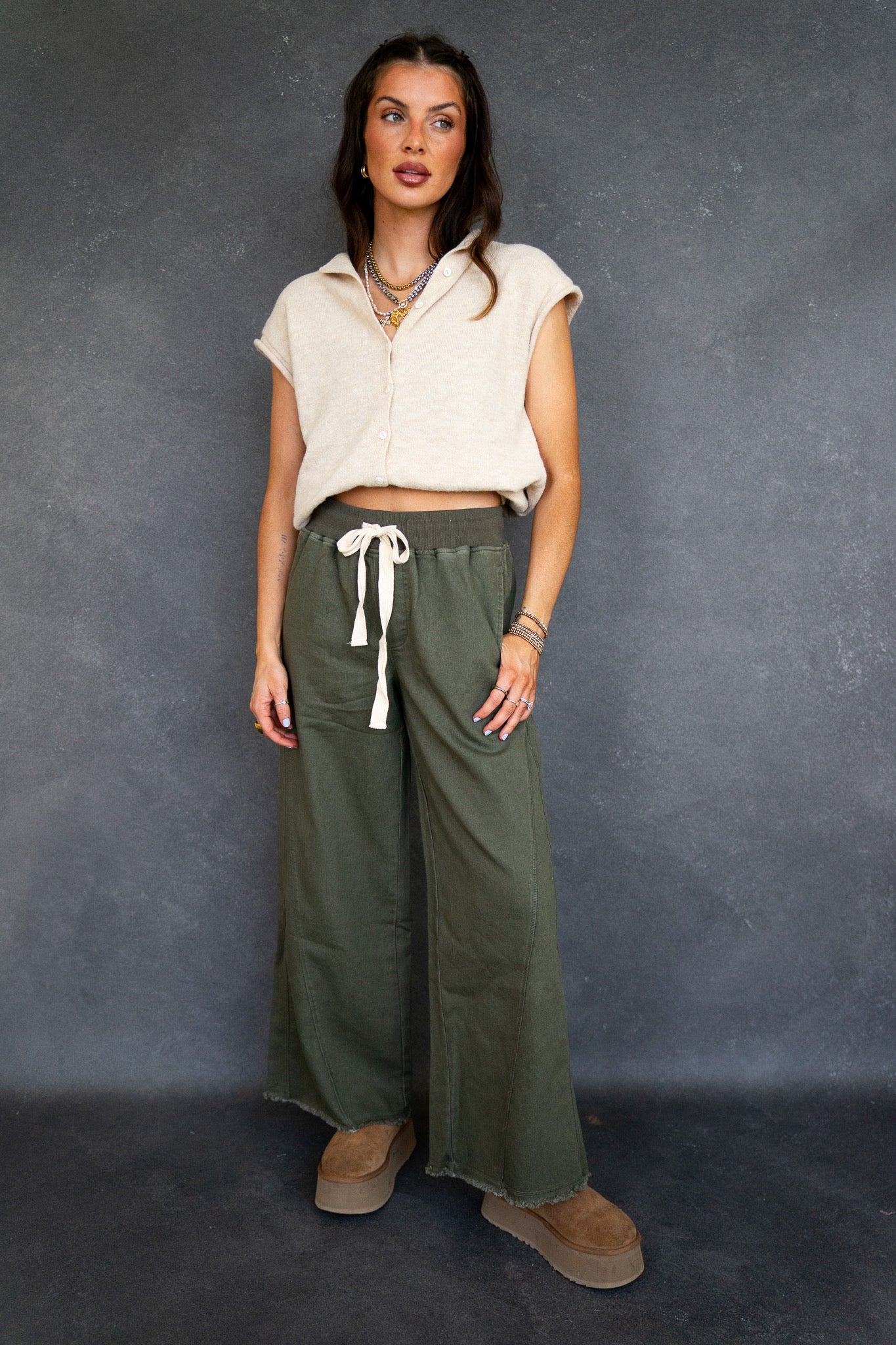Olive Wide Leg Pants