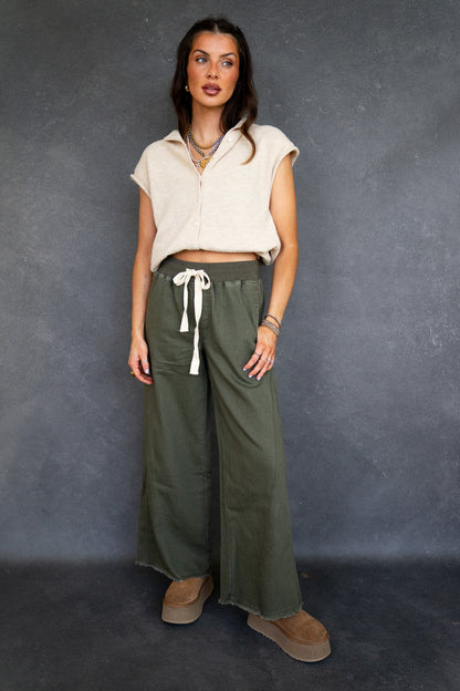 Olive Wide Leg Pants