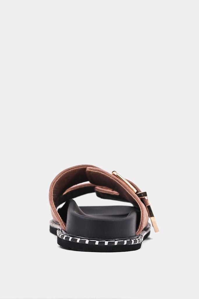 Charlotte Suede Sandal (Taupe)