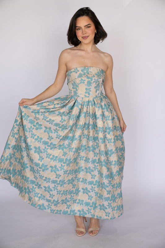 Evening Bloom Strapless Gown
