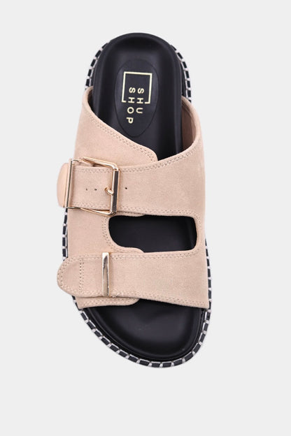 Charlotte Suede Sandal (Beige)