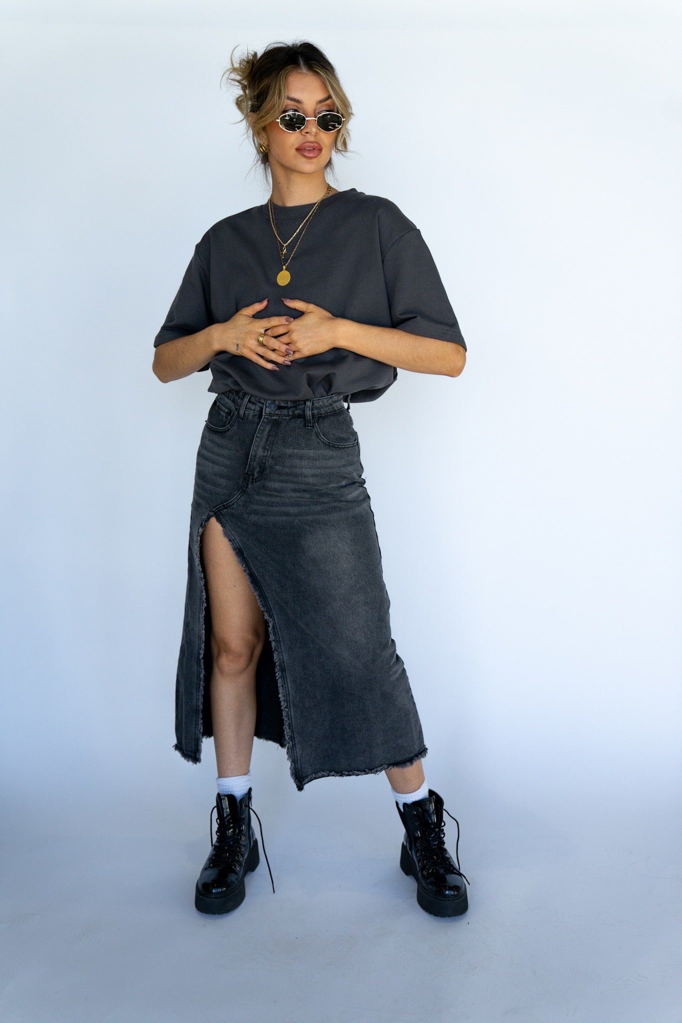 Raw Edge Maxi Skirt