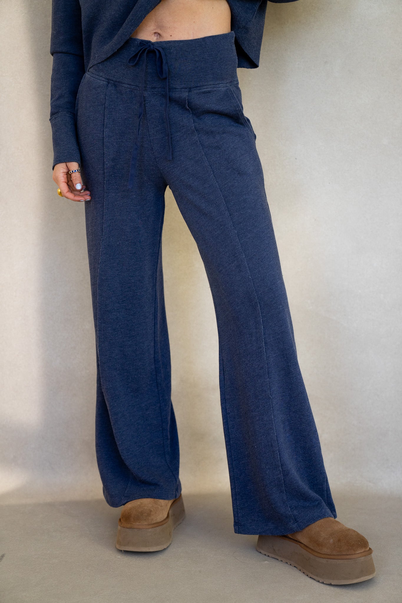 Terry Ribbed Raw Hem Pants (Multiple Colors)