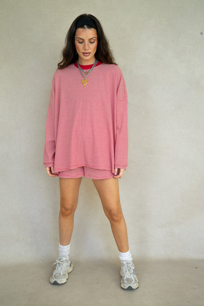 Alex Striped Top- Red