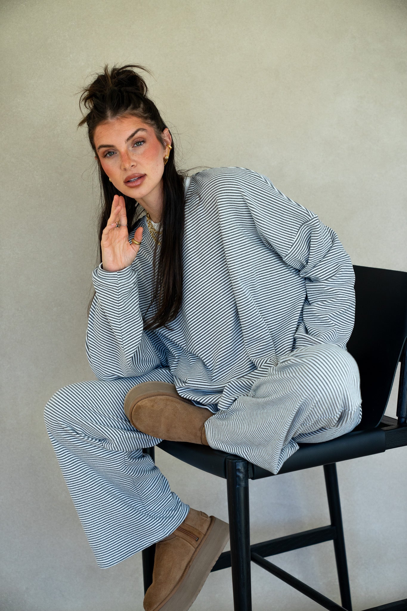 Katy Striped Top - Grey