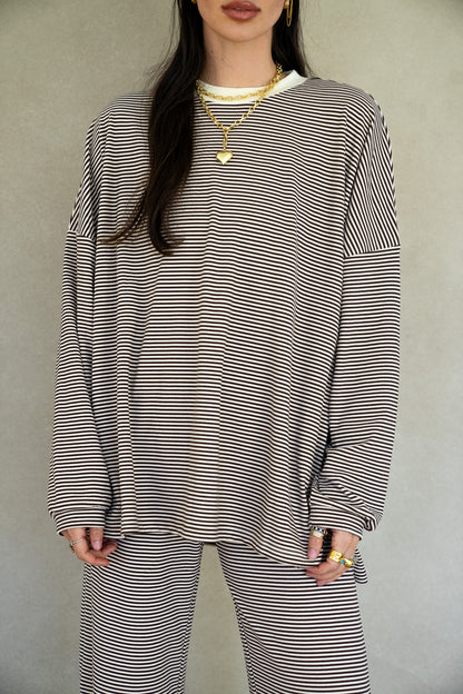 Katy Striped Top - Chocolate