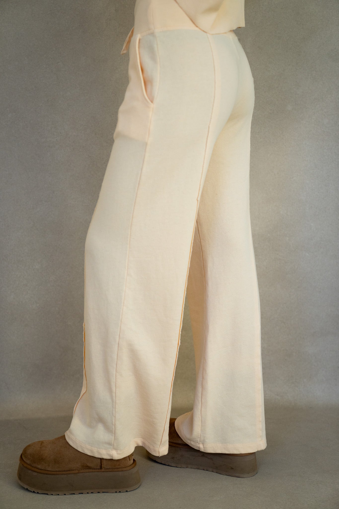 Terry Ribbed Raw Hem Pants (Multiple Colors)