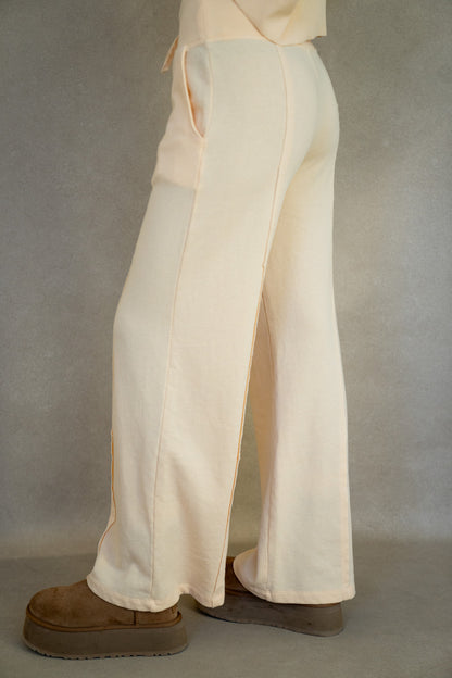 Terry Ribbed Raw Hem Pants (Multiple Colors)