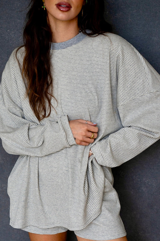 Alex Striped Top- Grey