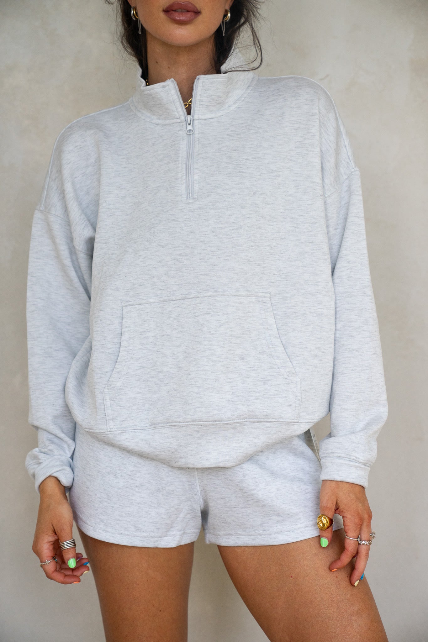 Spring Grey Cloud Fleece Quarter Zip