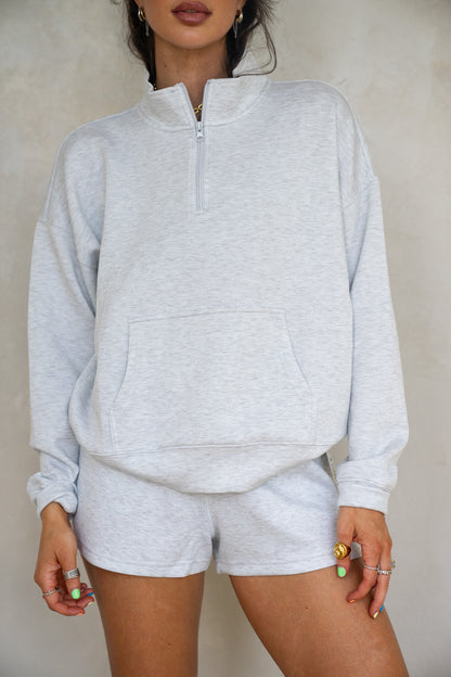 Spring Grey Cloud Fleece Quarter Zip