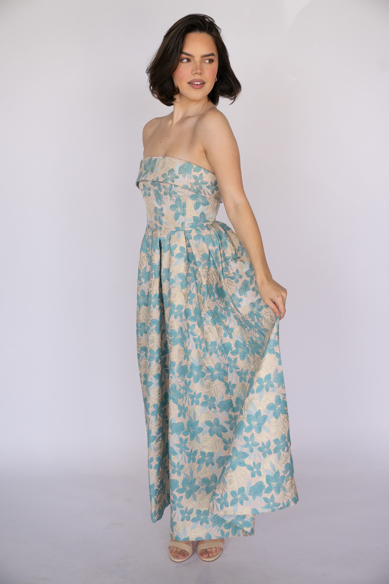 Evening Bloom Strapless Gown