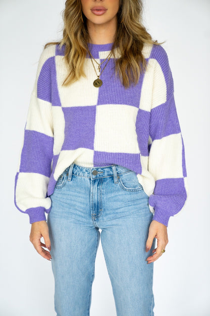 Checkered Knit Sweater (Multiple Colors)
