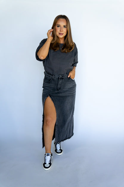 Raw Edge Maxi Skirt