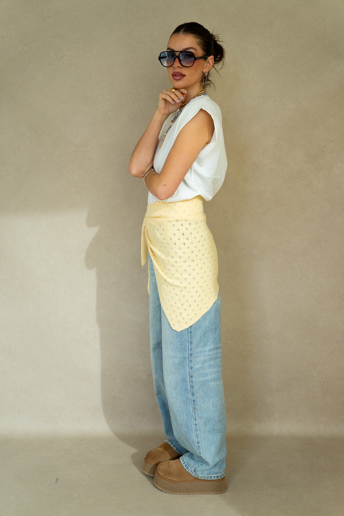 Pointelle Knitdown Scarf