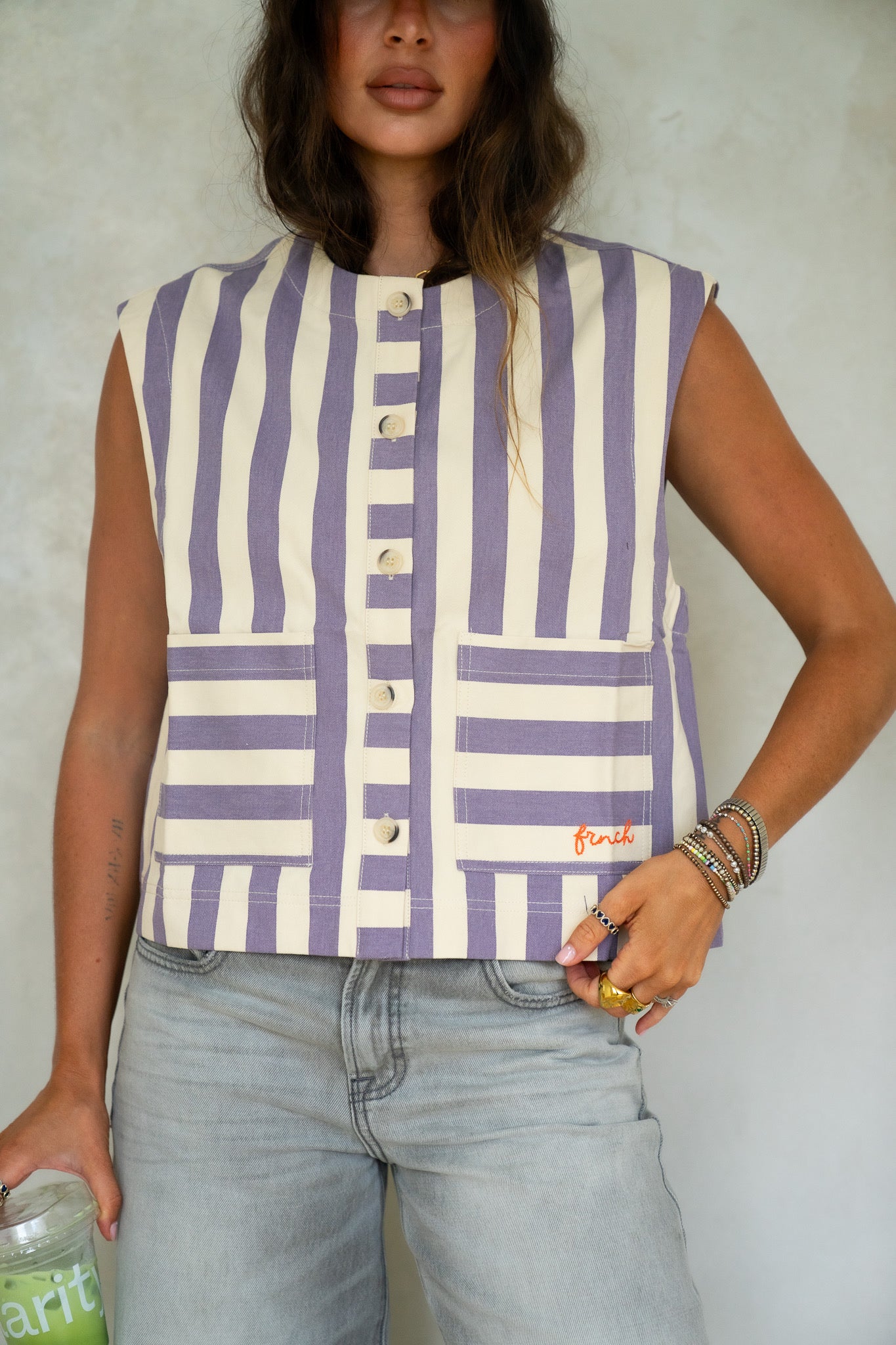 FRNCH Striped Vest
