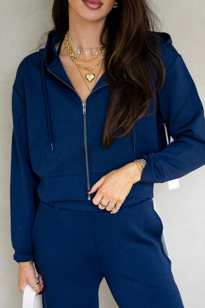 Navy Cloud Fleece Zip Up