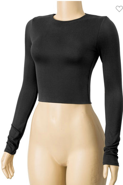 Melange Crop Long Sleeve (Multiple Colors)