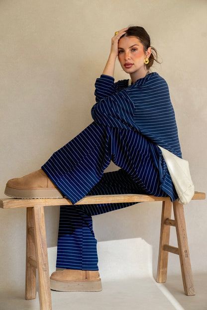 Katy Striped Top - Navy/Blue