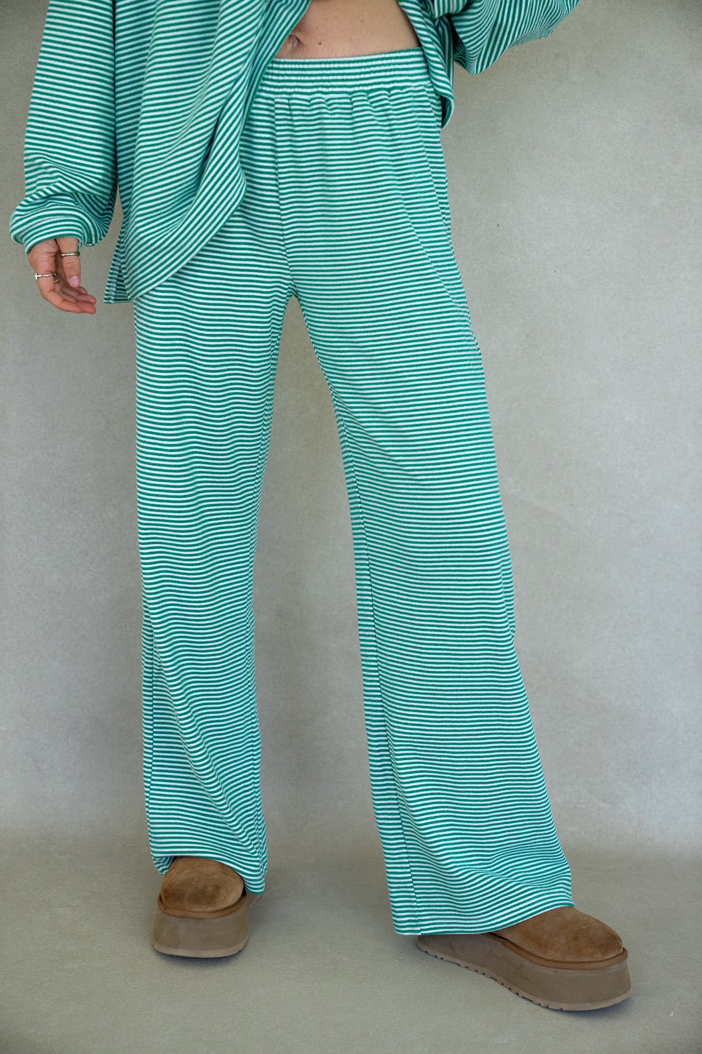 Katy Striped Pants - Green/White