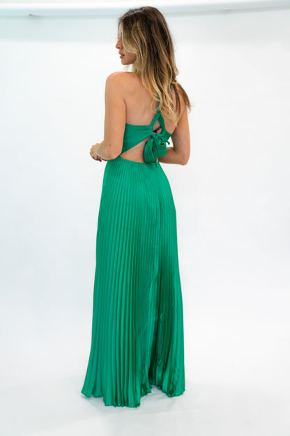Pleated Green Maxi Dress 13thandswan Pleated Green Maxi Dress 13thandswan