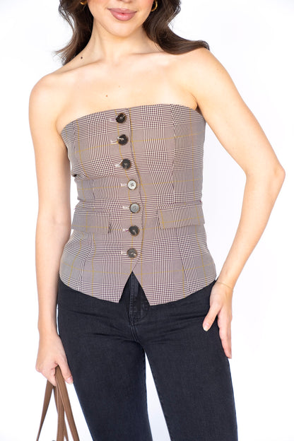 Strapless Button Down Top