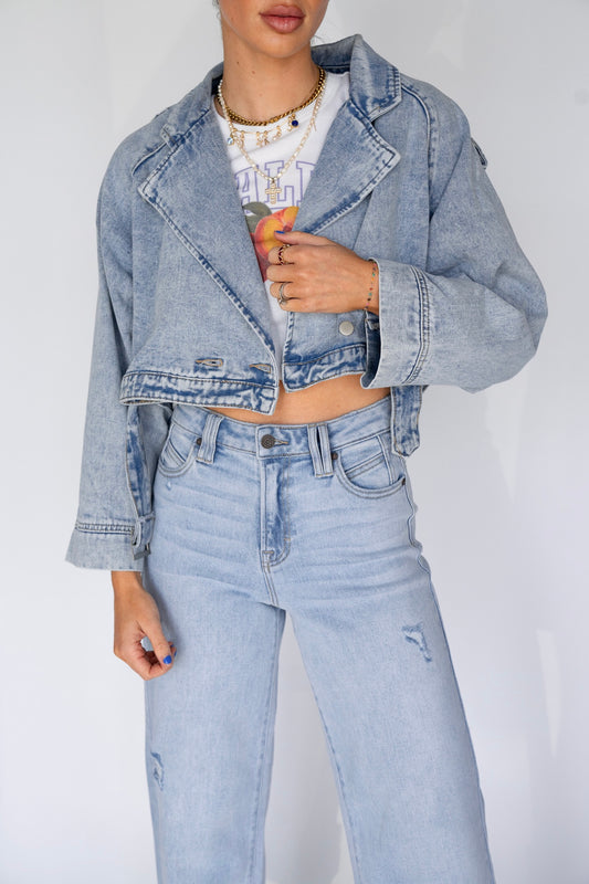 Light Wash Denim Motto Jacket